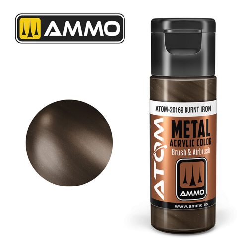 AMMO ATOM METALLIC Burnt Iron Acrylic Paint 20 ml (ATOM-20169)