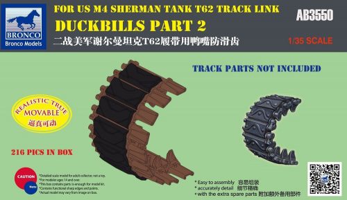 Bronco Duckbills part 2 For US M4 SHERMAN TANK T62 Track Link 1:35 (AB3550)