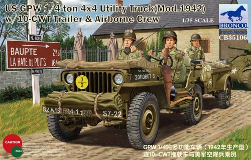 Bronco GPW 1/4 ton 4x4 Utility Track Mod.1942 w/10-CWT & Airborne Crew 1:35 (CB35106)