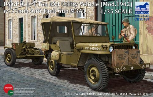 Bronco US GPW 4x4 Light Utility Truck w/37mm Anti-Tank Gun M3A1 1:35 (CB35107)