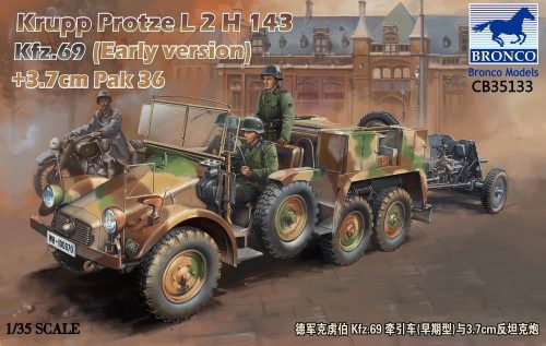 Bronco Krupp Protze Kfz.69 L 2 H 143 with 3.7cm Pak 36 (Early version) 1:35 (CB35133)