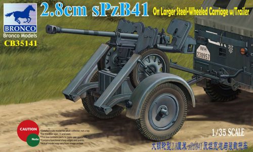 Bronco 2.8cm sPzb41 On Larger Steel-Wheeled carriage w/Trailer 1:35 (CB35141)