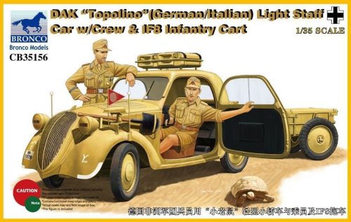 Bronco DAK Topolino (German-Italian)Light Staff Car w/Crew & IF8 Intantry Cart 1:35 (CB35156)