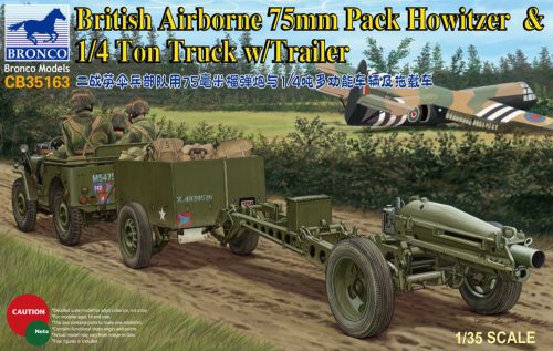 Bronco British Airborne 75mm Pack Howitzer & 1/4 Ton Truck w/Trailer Ton Truck with Trailer & Crew 1:35 (CB35163)