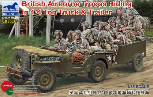 Bronco British Airborne Troops Riding In 1/4Ton Truck & Trailer 1:35 (CB35169)