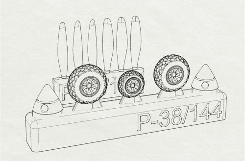 Brengun P-38 Wheels -proppelers (Fujimi kit) 1:144 (BRL144146)