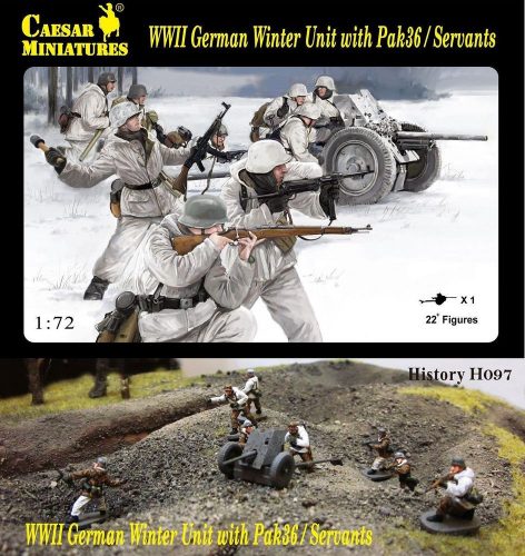 Caesar Miniatures WWII German Winter Unit with Pak36 / Servants 1:72 (H097)