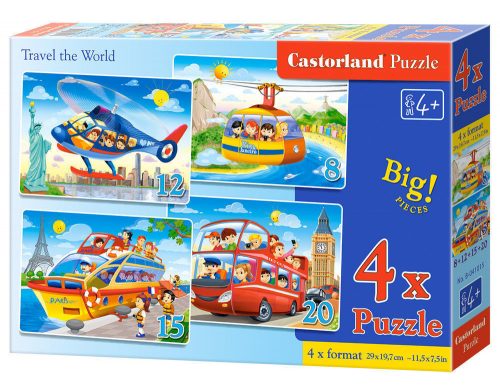 Castorland Travel the World, 4x Puzzle(8+12+15+20) (B-041015-2)