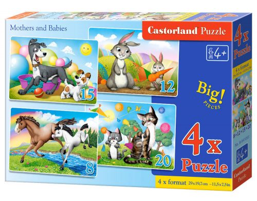 Castorland Mothers and Babies,4xPuzzle(8+12+15+20) (B-041053)