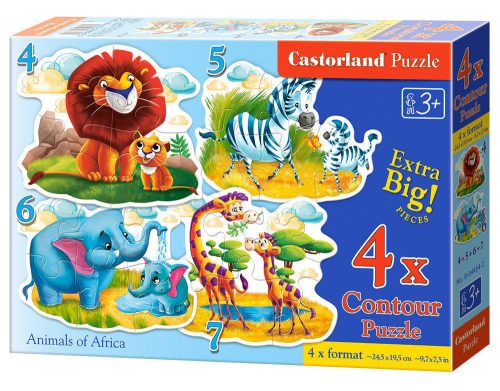 Castorland Animals of Africa,4 xPuzzle(4+5+6+7) (B-04454-2)