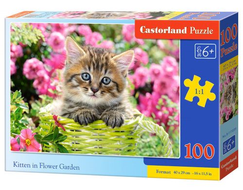 Castorland Kitten in Flower Garden,Puzzle 100 db-os (B-111039)