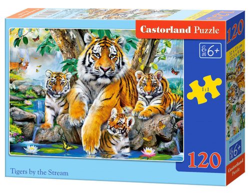 Castorland Tigers by the Stream, Puzzle 120 db-os (B-13517-1)