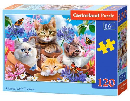 Castorland Kittens with Flowers Puzzle 120 db-os (B-13524-1)