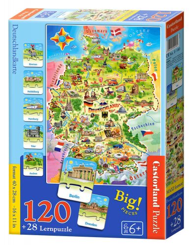 Castorland Deutschlandkarte, Puzzle 120 +28 db-os (E-180)