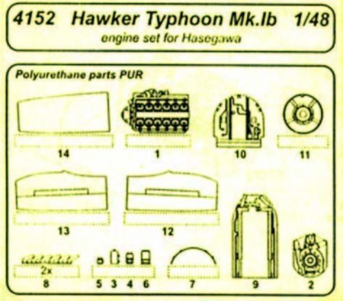 CMK Hawker Typhoon Mk.Ib Motor Set für Hasegawa-Bausatz  (129-4152)