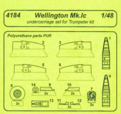 CMK Wellington Mk.Ic Undercarriage Set Resin Detail Set für Trumpeter-Bausatz  (129-4184)