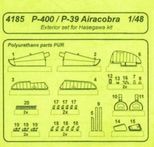 CMK P-400/P-39 Airacobra Exterior Set Resin Detail Set für Hasegawa-Bausatz  (129-4185)