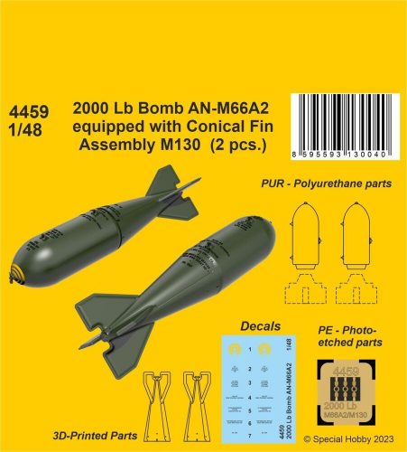 CMK 2000 Lb Bomb AN-M66A2 equipped with Conical Fin Assembly M130 (2 pcs.) 1:48 (129-4459)