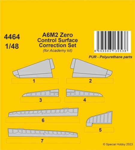 CMK A6M2 Zero Control Surface Correction Set / for Academy kit 1:48 (129-4464)