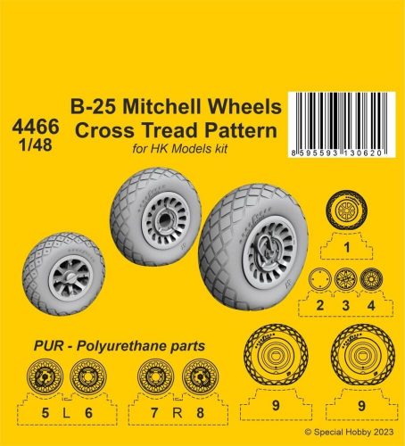 CMK B-25 Mitchell Wheels/ Cross Tread Pattern / for HK kit 1:48 (129-4466)