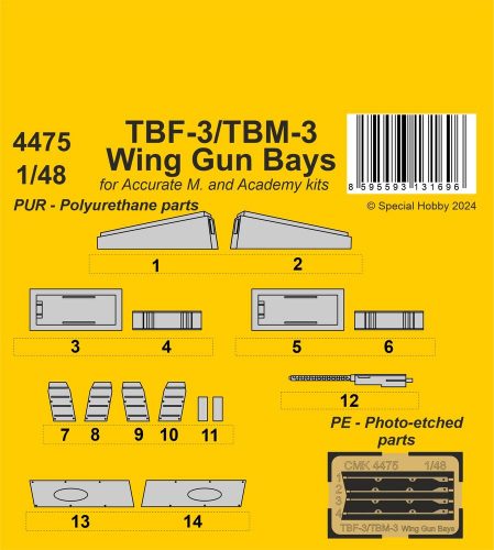 CMK TBF-3/TBM-3 Wing Gun Bays / for Accurate/Academy kits 1:48 (129-4475)