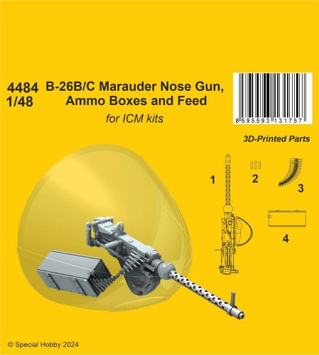 CMK B-26B/C Marauder Nose Gun, Ammo Boxes and Feed / for ICM kit 1:48 (129-4484)