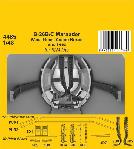 CMK B-26B/C Marauder Waist Guns, Ammo Boxes and Feed / for ICM kit 1:48 (129-4485)