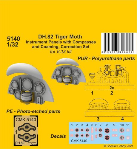 CMK DH.82 Tiger Moth Instrument P. with Compasses and Coaming, Correction S. 1:32 (129-5140)