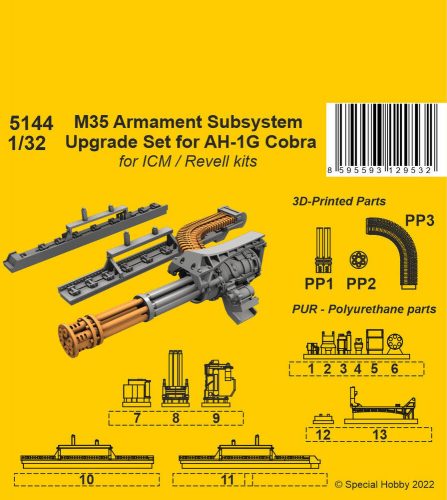 CMK M35 Armament Subsystem Upgrade Set for AH-1G Cobra 1/32 /for ICM and Revell kits 1:32 (129-5144)