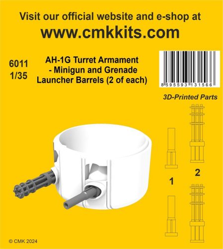 CMK AH-1G Turret Armament Minigun and Grenade Launcher Barrels (2 of each) 1:35 (129-6011)