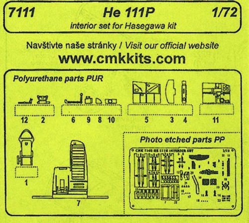 CMK Heinkel He 111P interior set für Hasegawa Bausatz  (129-7111)