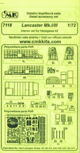 CMK Lancaster Mk.I/III Detailset innen für Hasegawa-Bausatz  (129-7118)