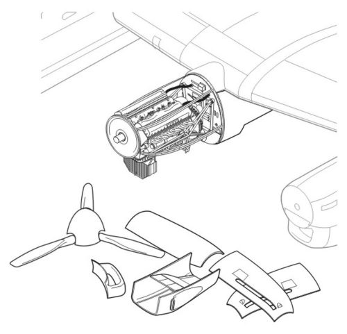 CMK Lancaster Mk.I/III Motor-Detailset für Hasegawa-Bausatz (129-7119)