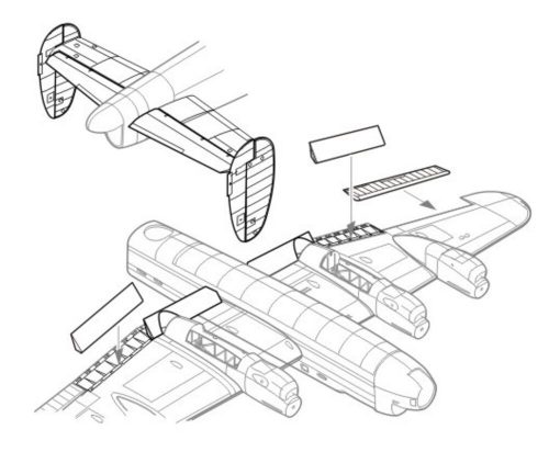 CMK Lancaster Mk.I/III - Control Surfaces für Hasegawa-Bausatz (129-7120)