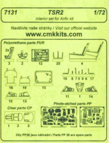 CMK TSR 2 -  interior set für Airfix Bausatz  (129-7131)