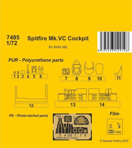 CMK Spitfire Mk.VC Cockpit / for Airfix kit 1:72 (129-7485)