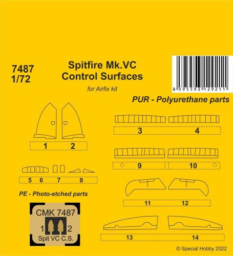 CMK Spitfire Mk.VC Control Surfaces / for Airfix kit 1:72 (129-7487)