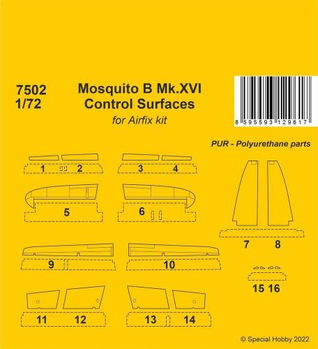 CMK Mosquito B Mk.XVI Control Surfaces / for 1/72 Airfix kit 1:72 (129-7502)