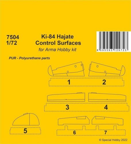 CMK Ki-84 Hajate Control Surfaces 1/72  / for Arma Hobby kits 1:72 (129-7504)