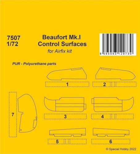 CMK Beaufort Mk.I Control Surfaces 1/72 / for Airfix kit 1:72 (129-7507)