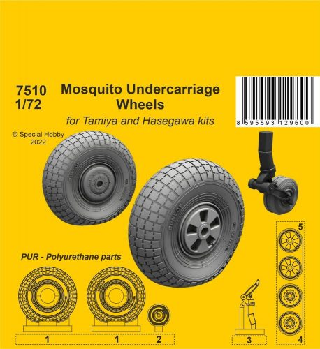 CMK Mosquito Undercarriage Wheels / for 1/72 Tamiya and Hasegawa kits 1:72 (129-7510)