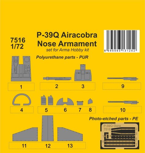 CMK P-39Q Airacobra Nose Armament / for Arma Hobby kit 1:72 (129-7516)