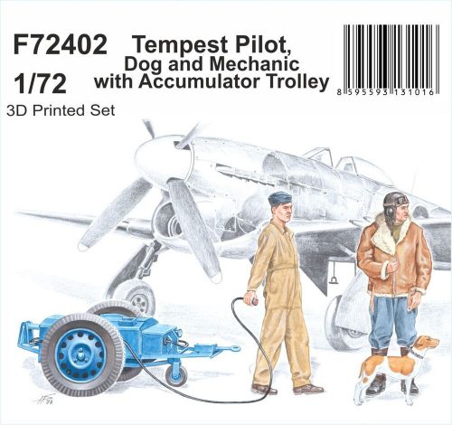 CMK Tempest Pilot, Dog and Mechanic with Accumulator Trolley (129-F72402)