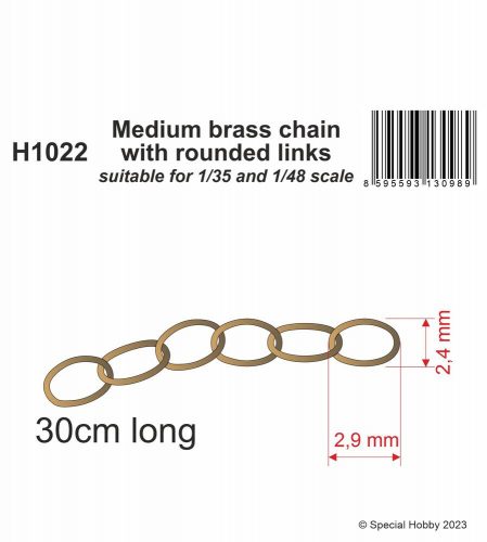 CMK Medium brass chain with rounded links - suitable for and scale (129-H1022)