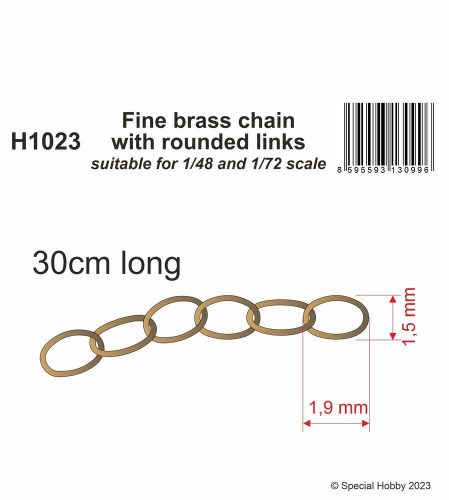 CMK Fine brass chain with rounded links - suitable for and scale (129-H1023)