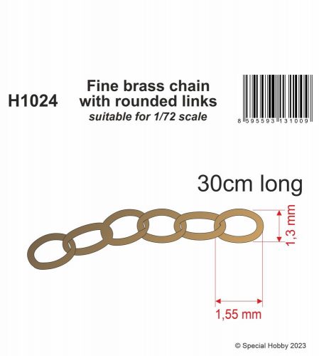 CMK Fine brass chain with rounded links - suitable for scale (129-H1024)