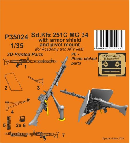 CMK Sd.Kfz 251C MG 34 with armor shiels and pivot mount 1:35 (129-P35024)