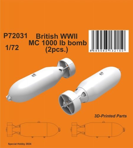 CMK British WWII MC 1000lb bomb Mk.I (2pcs.) 1:72 (129-P72031)