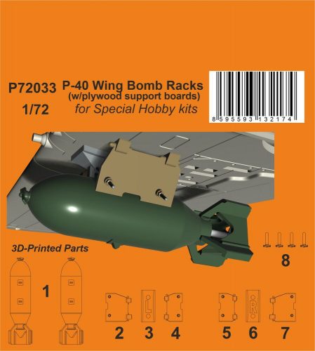 CMK P-40 Wing Bomb Racks (w/plywood support boards) 1:72 (129-P72033)