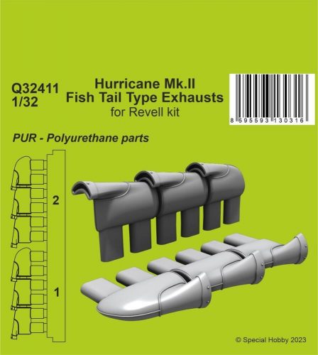 CMK Hurricane Mk.II Fish Tail Type Exhausts 1/32 1:32 (129-Q32411)